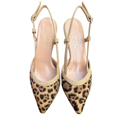 slingback Sole in pelle animlier maculato profilo in camoscio