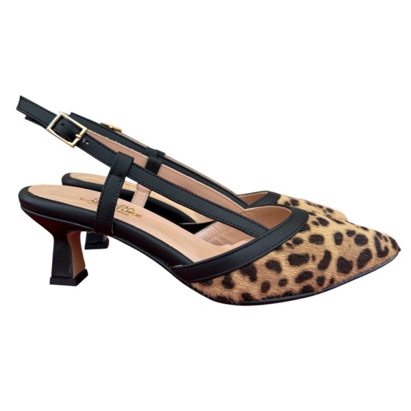 slingback Sole in pelle in pelle animalier maculato