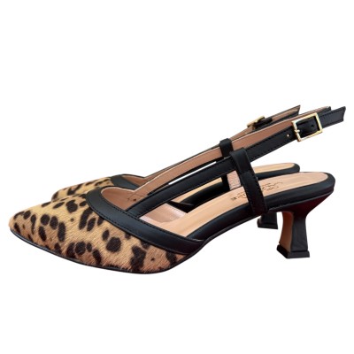 slingback Sole in pelle in pelle animalier maculato