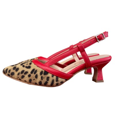 slingback Sole in pelle animalier maculato