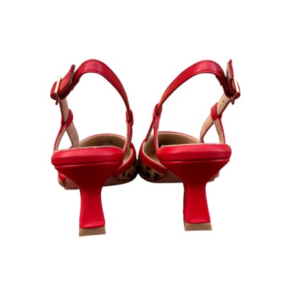 slingback Sole in pelle animalier maculato