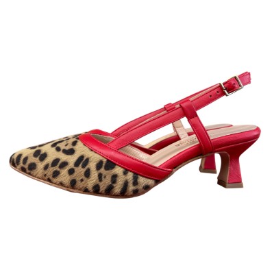 slingback Sole in pelle animalier maculato