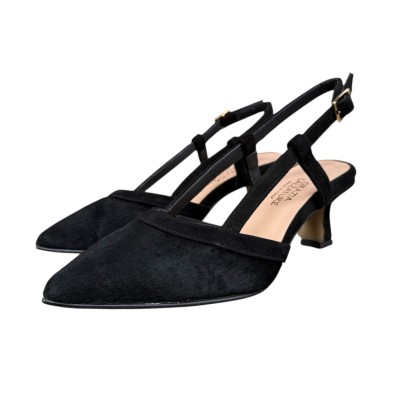 slingback Sole in pelle animalier nero