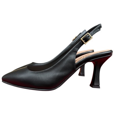 slingback Annalisa in pelle nero
