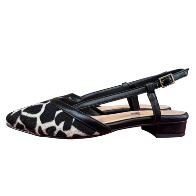 slingback Luna in pelle animalier giraffa fondo bianco