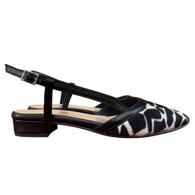 slingback Luna in pelle animalier giraffa fondo bianco
