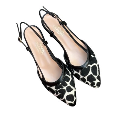 slingback Luna in pelle animalier giraffa fondo bianco