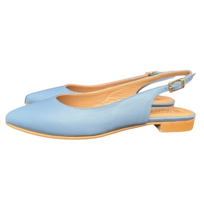 slingback Denny in pelle azzurra