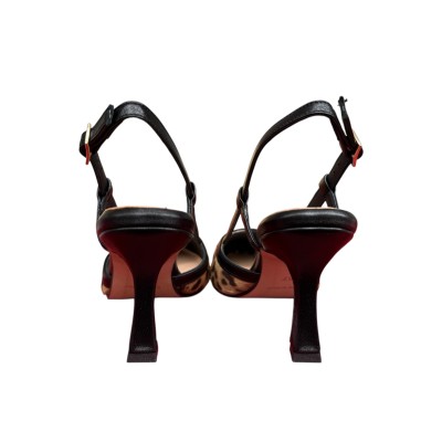 slingback Nuvola in pelle animlaier maculato profilo nero
