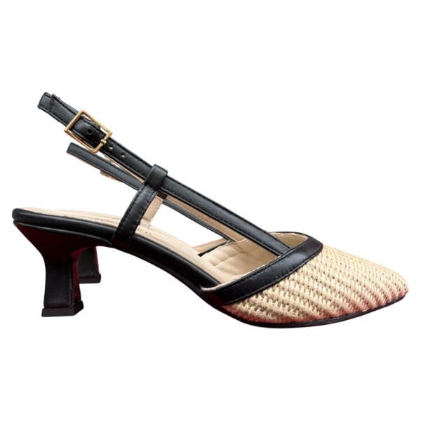slingback Sole in rafia profilo nero