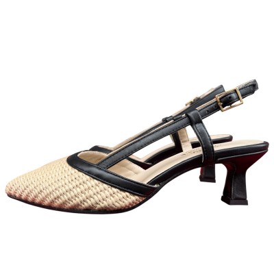 slingback Sole in rafia profilo nero