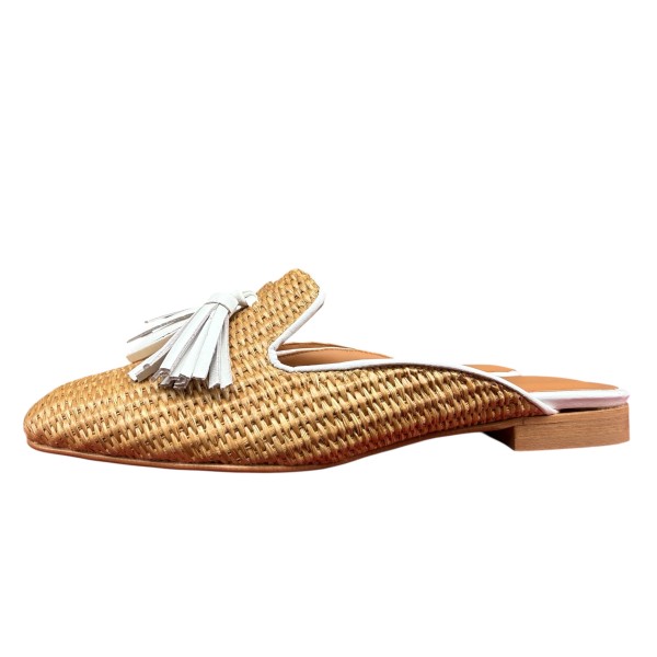 sabot Madrid in rafia profilo bianco