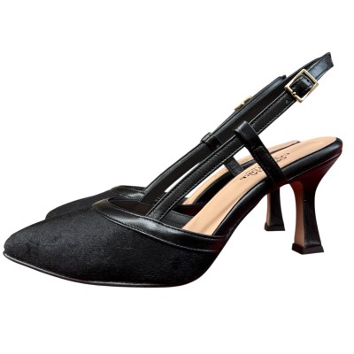 slingback Nuvola in pelle animalier nero