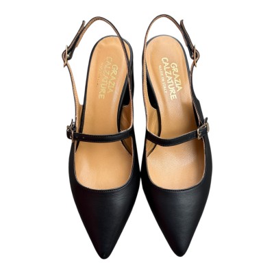 slingback Kate in pelle nera