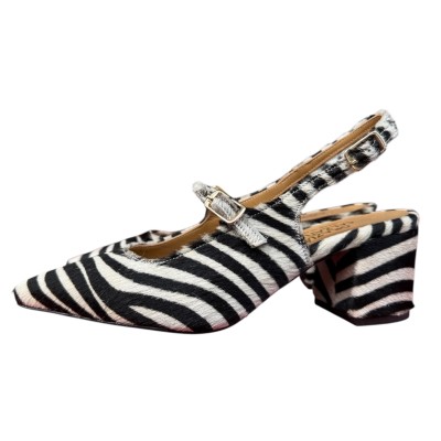 slingback Kate in pelle animalier zebrata