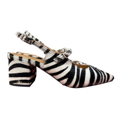slingback Kate in pelle animalier zebrata