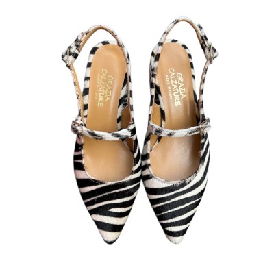 slingback Kate in pelle animalier zebrata
