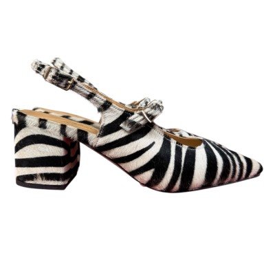 slingback Kate in pelle animalier zebrata