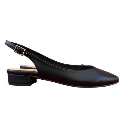 slingback Denny in pelle nero