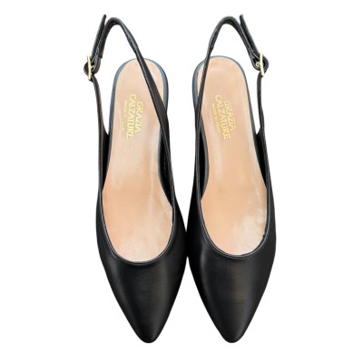 slingback Denny in pelle nero