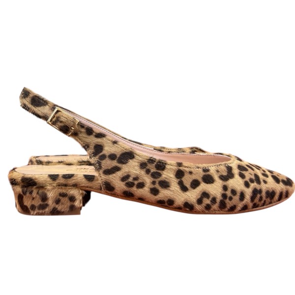 slingback Denny in pelle animalier maculato