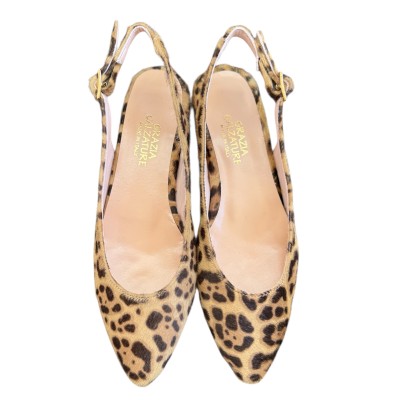 slingback Denny in pelle animalier maculato
