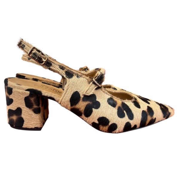 slingback Kate in pelle animalier maculato