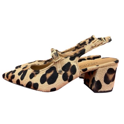 slingback Kate in pelle animalier maculato