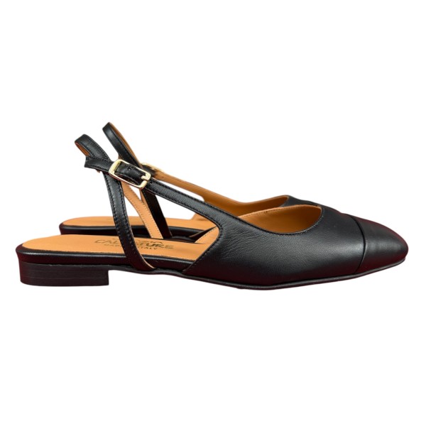 slingback Arisa in pelle nera