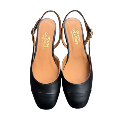 slingback Arisa in pelle nera