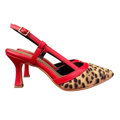 slingback Nuvola in pelle animalier maculata