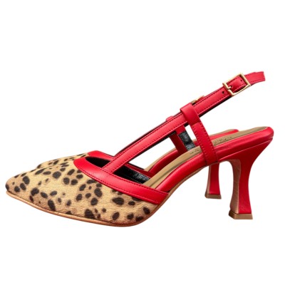 slingback Nuvola in pelle animalier maculata