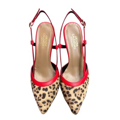 slingback Nuvola in pelle animalier maculata