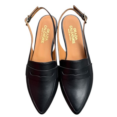 slingback Vienna in pelle nera