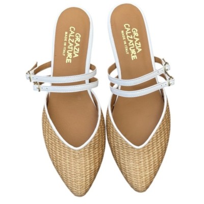 sabot Amalfi in rafia profilo bianco