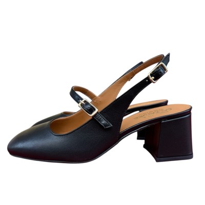 slingback Moana in pelle nera
