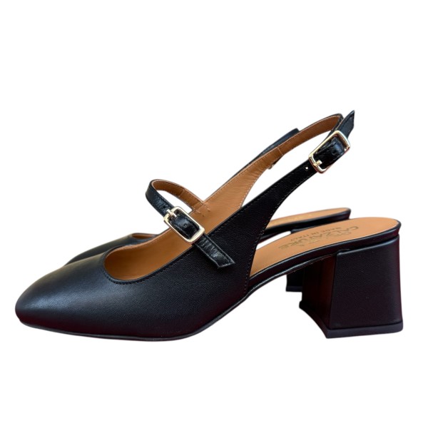 slingback Moana in pelle nera
