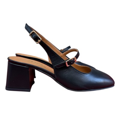 slingback Moana in pelle nera