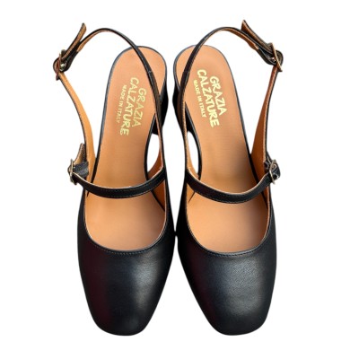 slingback Moana in pelle nera