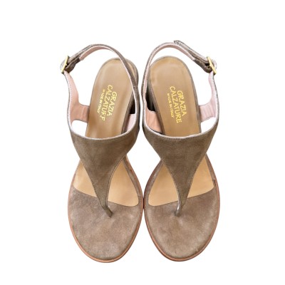 infradito Caraibi in camoscio tortora