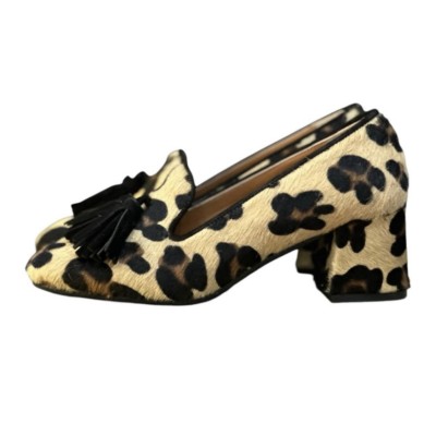 mocassino Loren in pelle animalier maculata profilo nero