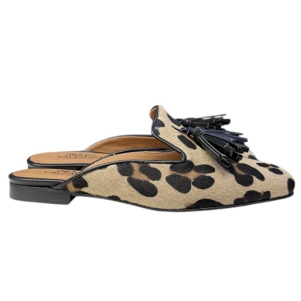 sabot Madrid in pelle animalier maculato