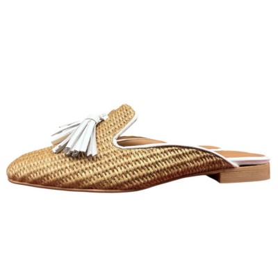 sabot Madrid in rafia profilo bianco