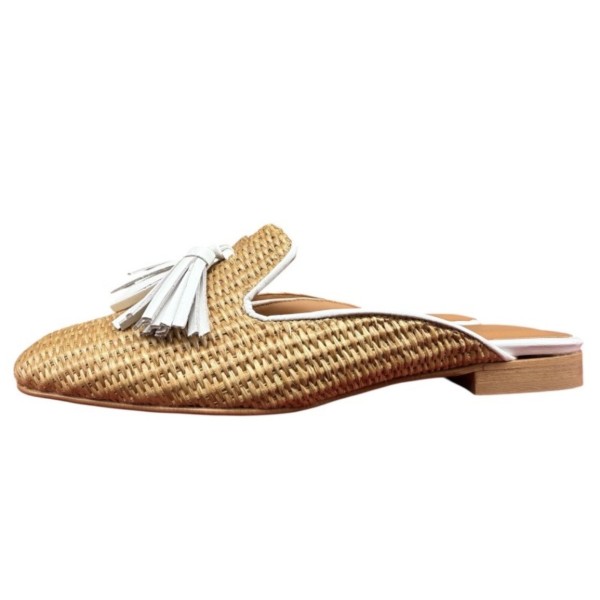sabot Madrid in rafia profilo bianco