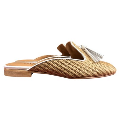 sabot Madrid in rafia profilo bianco