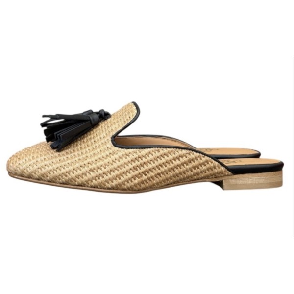 sabot Madrid in rafia profilo nero