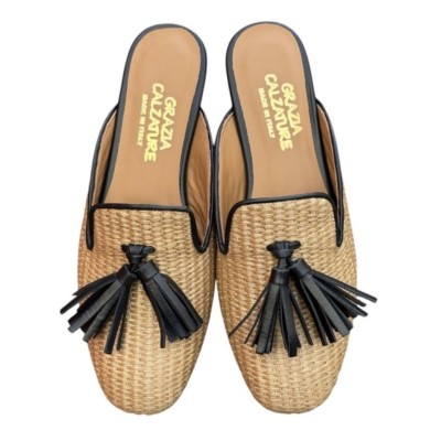 sabot Madrid in rafia profilo nero