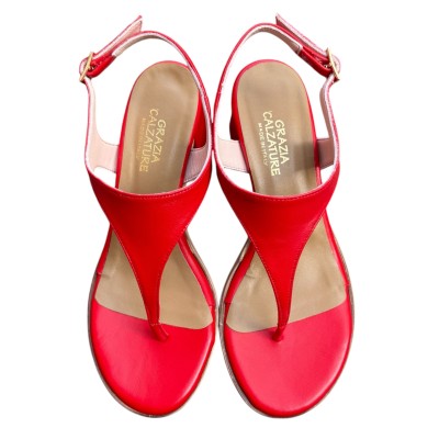 infradito Caraibi in pelle rosso