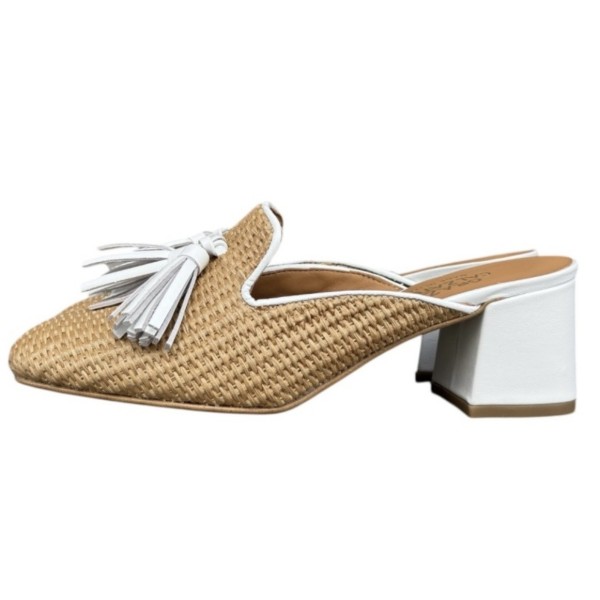sabot Maiorca in rafia profilo bianco