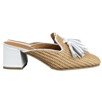 sabot Maiorca in rafia profilo bianco
